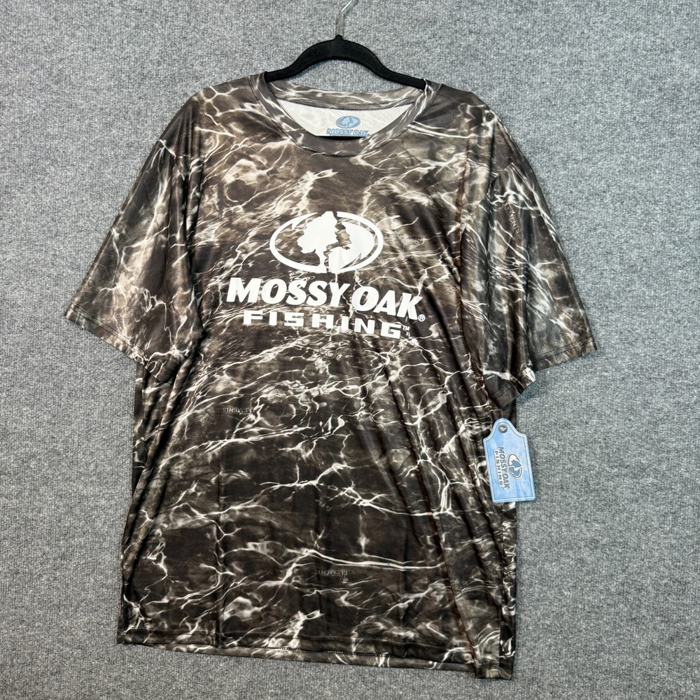 Mossy Oak Fishing Shirt Mens XL Gray Camouflage Performance Stretch Tshirt NEW